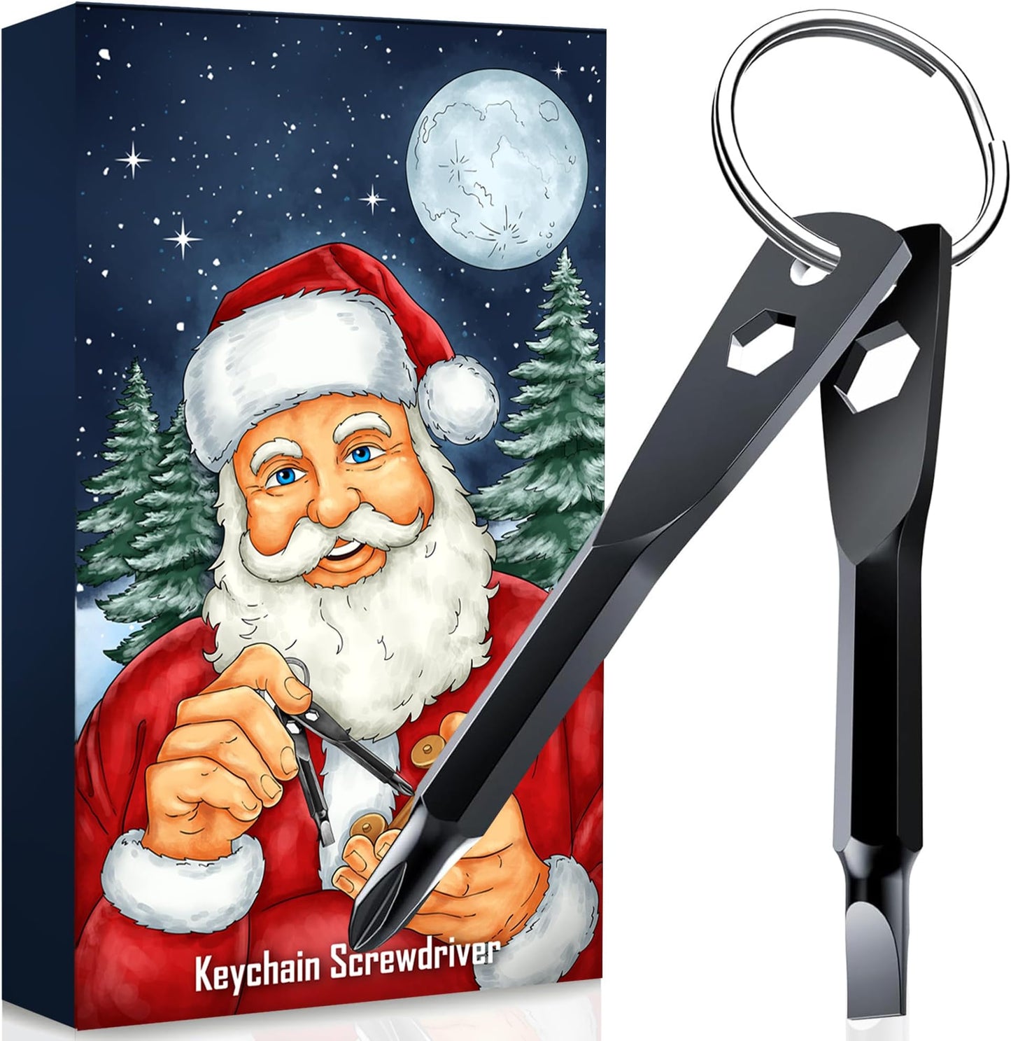 ROSTIVO Screwdriver Keychain Pocket Repair Tool Multi Mini Cool Gadgets for Men Small Gift for Women (Black)