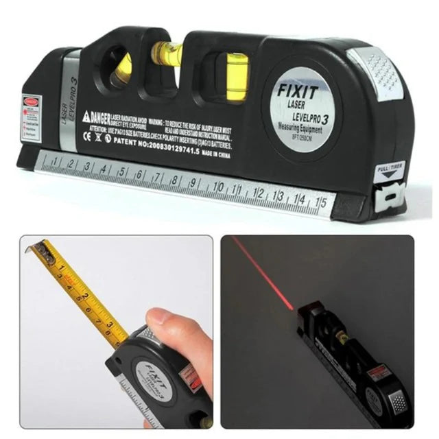 4 In 1 Fixit Laser Level Pro Multi-Purpose Measuring Tool With 8 Feet Tape