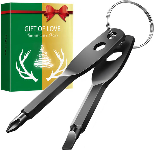 ROSTIVO Screwdriver Keychain Pocket Repair Tool Multi Mini Cool Gadgets for Men Small Gift for Women (Black)